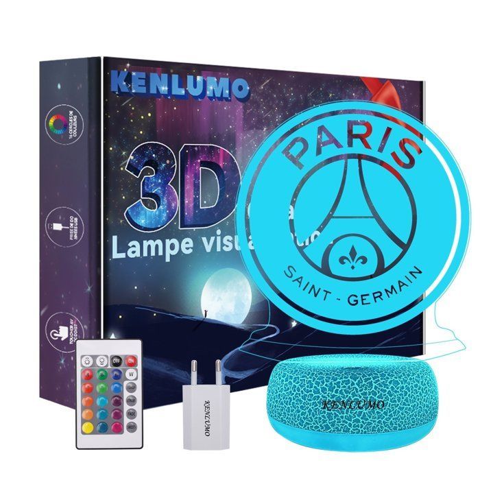 Lámpara de noche de fútbol KENLUMO Paris Saint-Germain, lámpara de mesilla de noche navideña para niños, regalo del PSG, lámpara con control remoto, cambia de color.