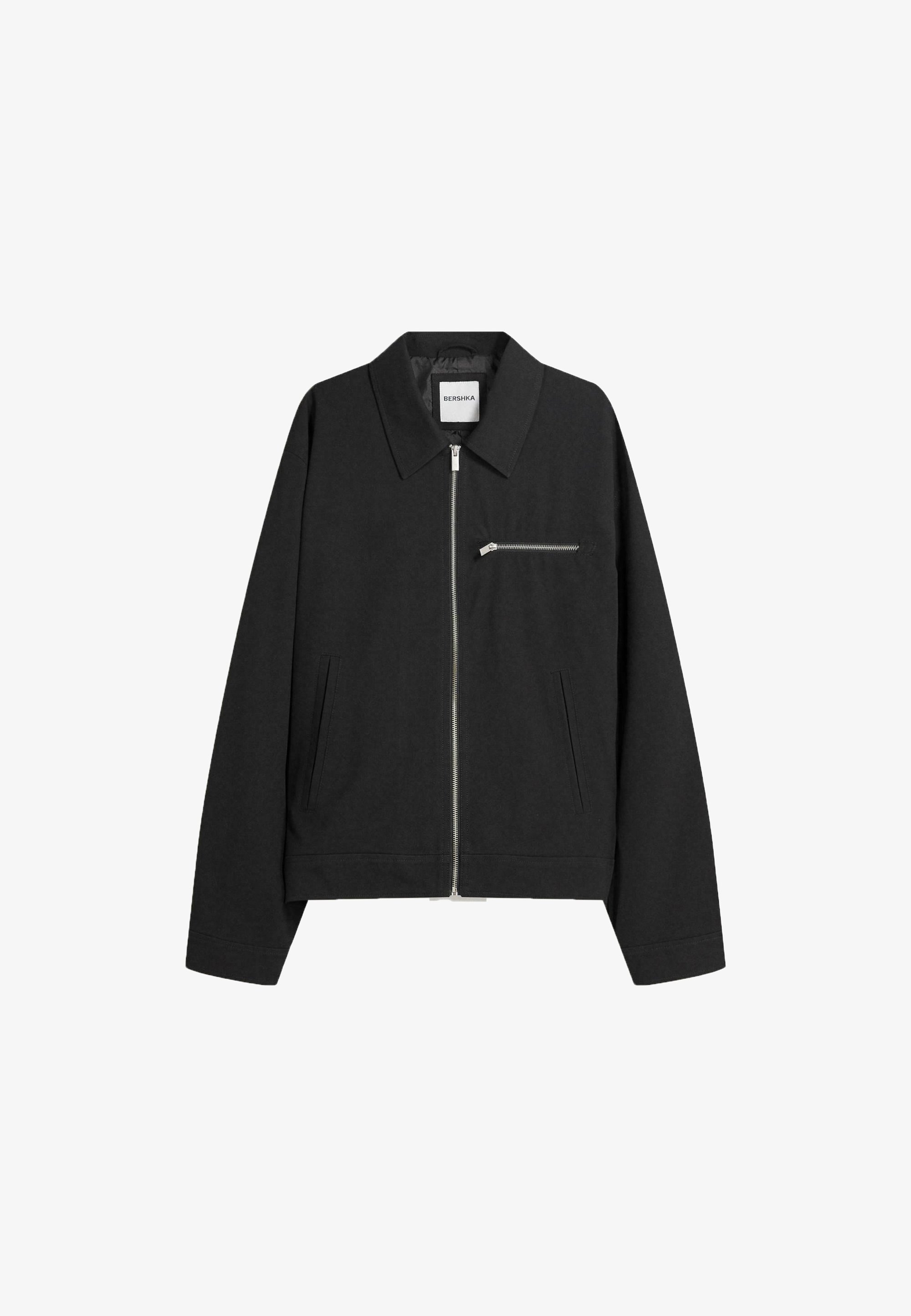 Bershka OVERSHIRT MET RITS - Licht jack - zwart