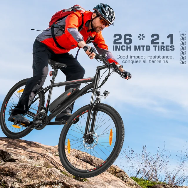 Funcid Elcykel, Elcykel til Voksne 27,5 EBike 500W Elcykel til Voksne, 19,8 MPH El Mountainbike, 48V 10,4Ah Batteri