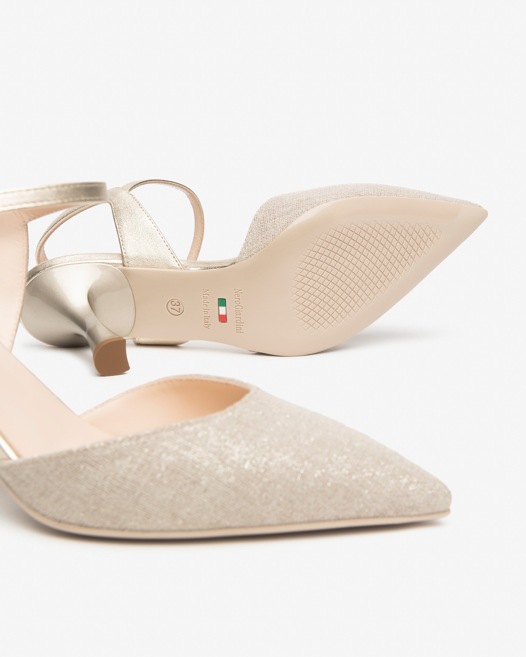 Damen-Slingback aus Leder und Stoff