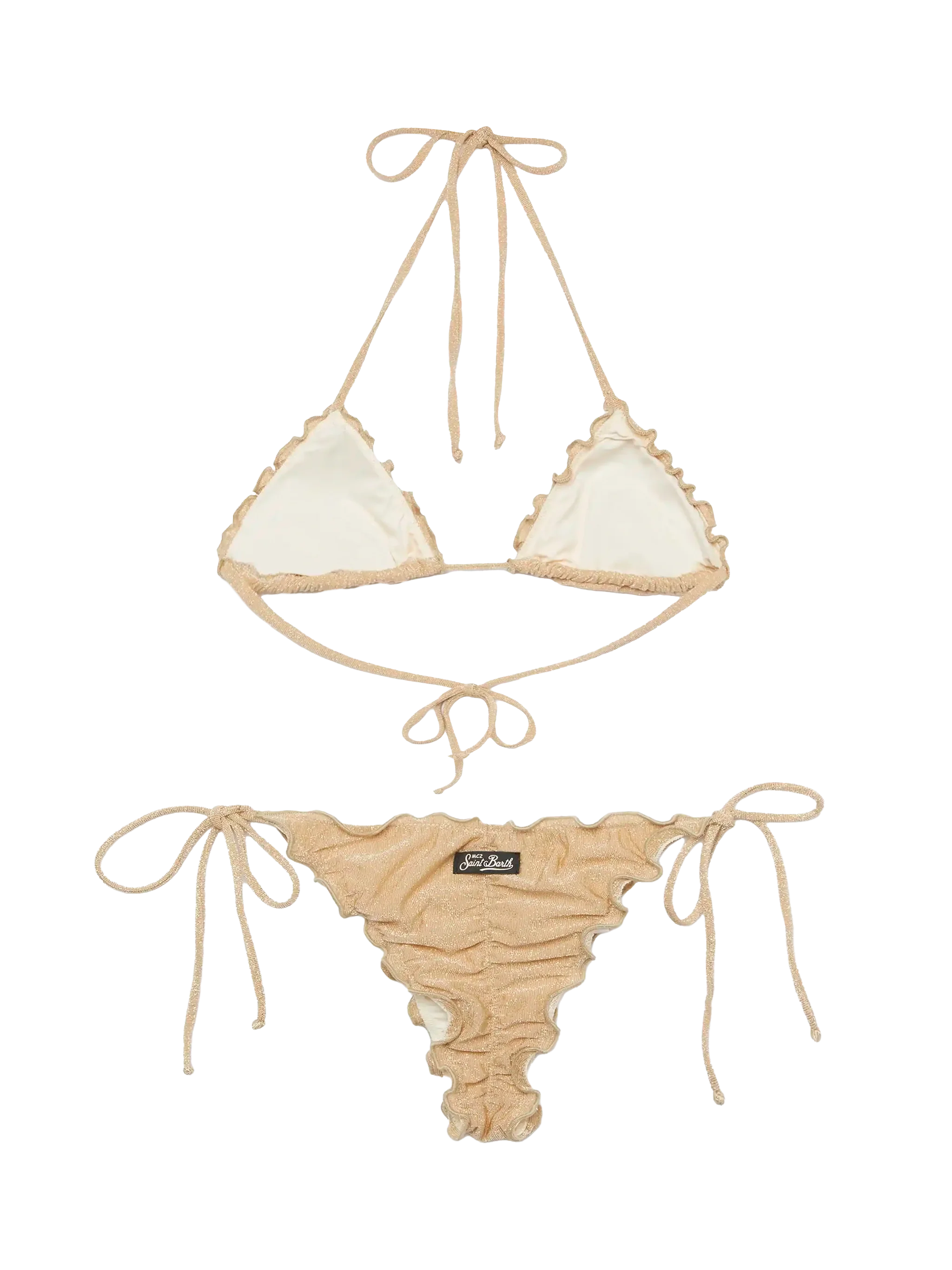 Sagittarius Miami Classic Triangle Bikini in Gold Lurex