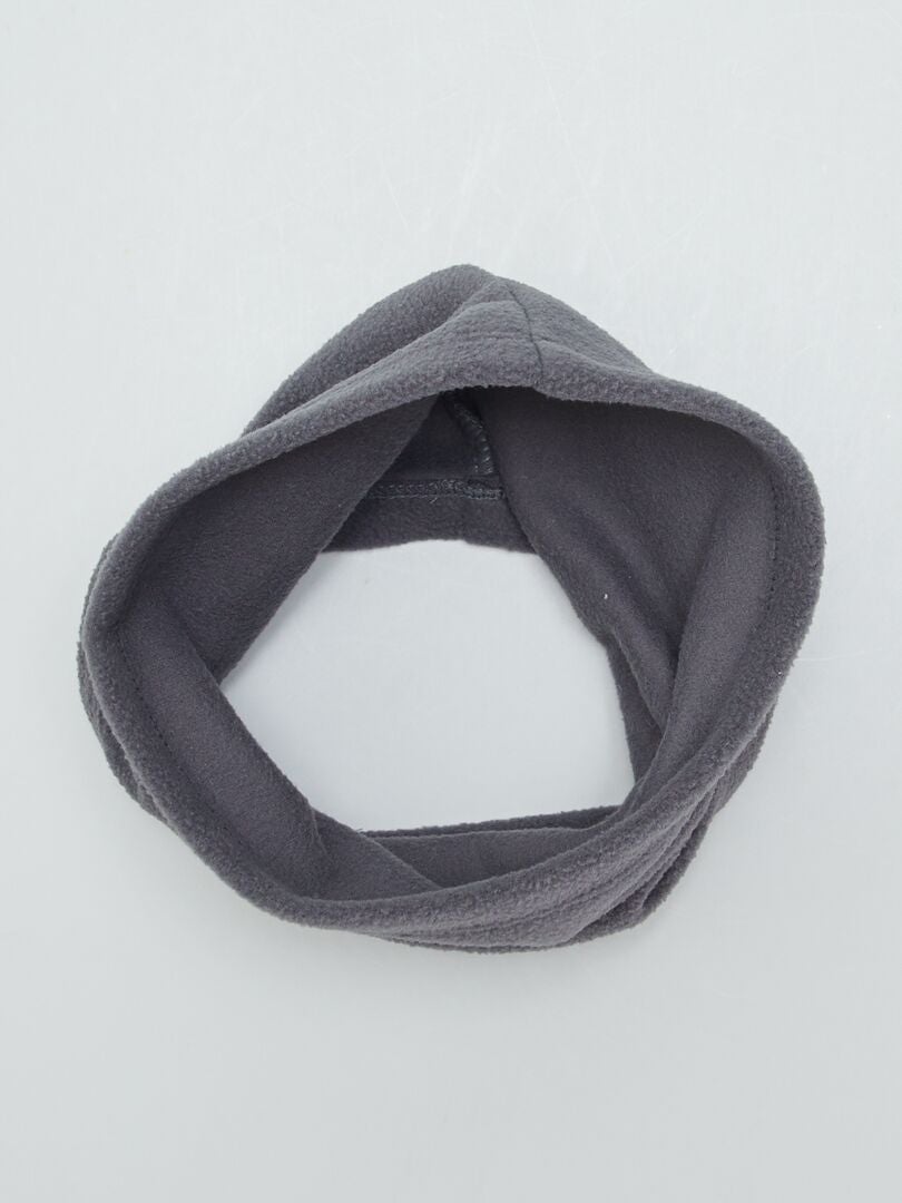 Conjunto de esqui com gorro e cachecol de lã polar - CINZA