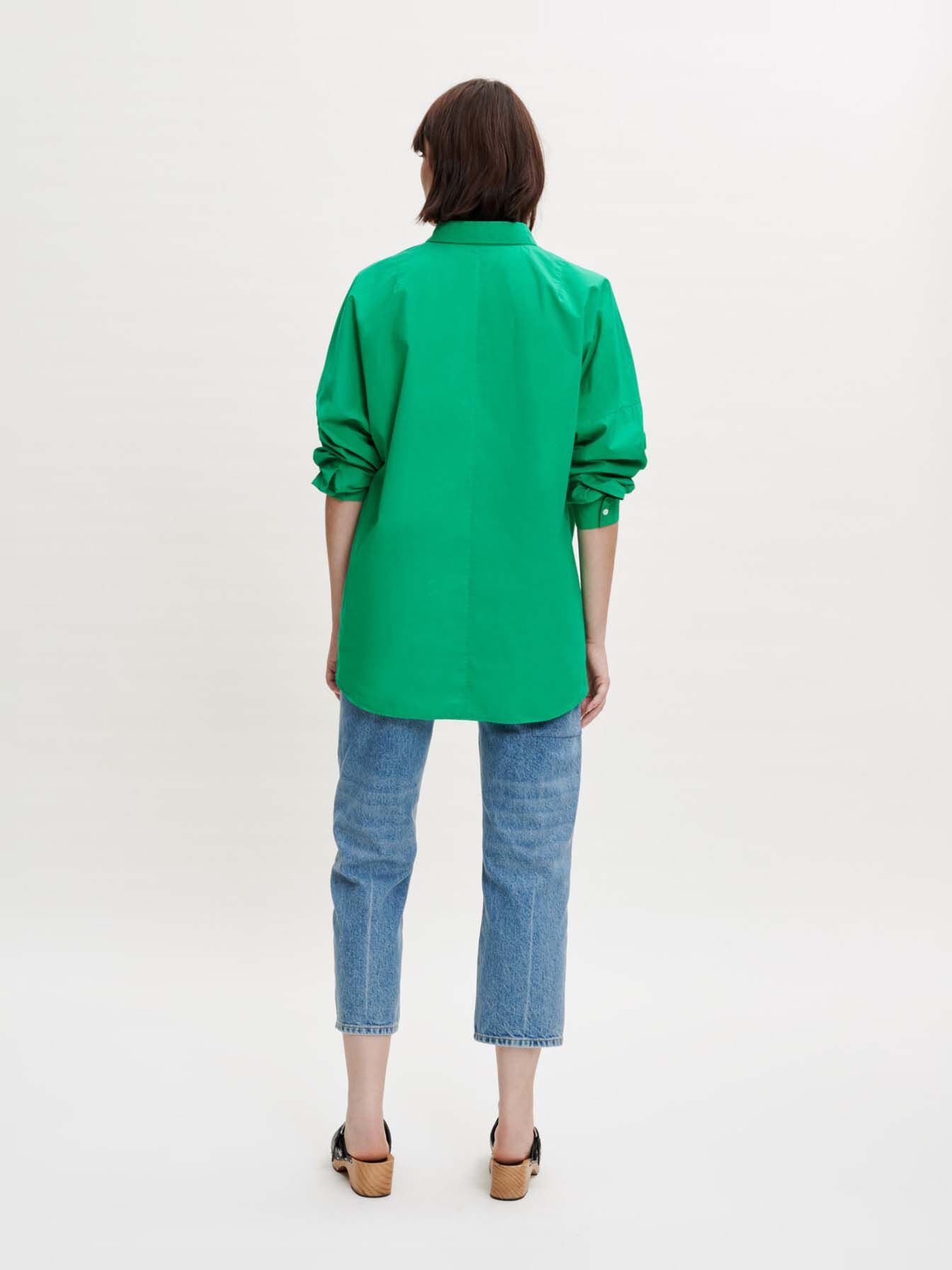 Oversized poplin overhemd in diverse kleuren - Vert