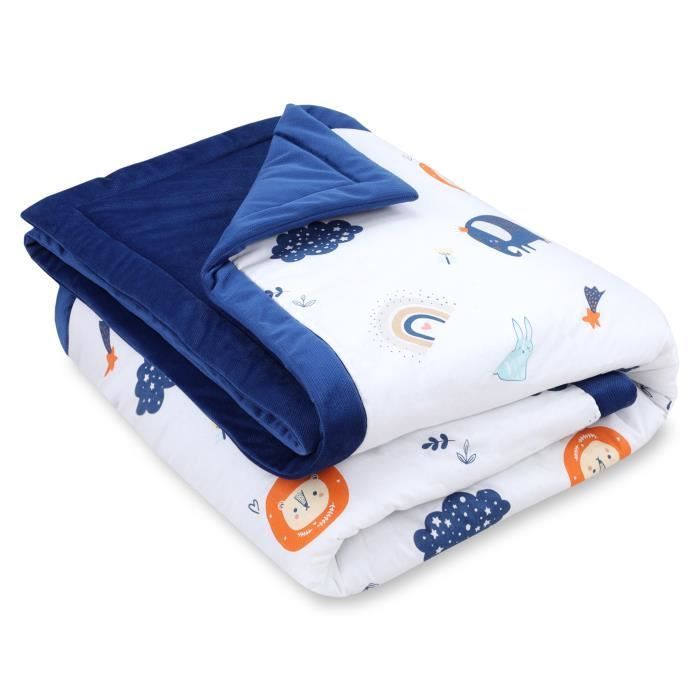Couvre-lit jeté de lit Velours - TOTSY BABY - Animaux - 140x220 cm - Coton - Couverture enfant pour lit simple