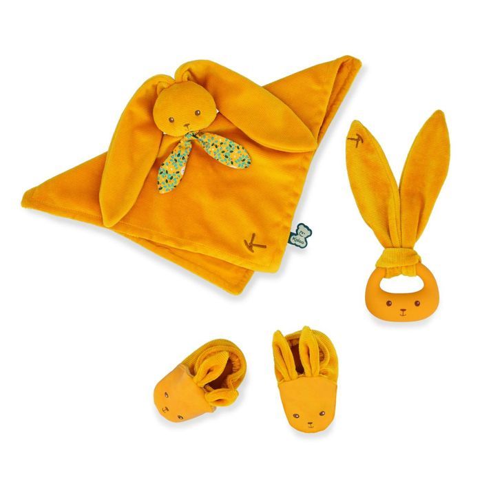 Set regalo per neonati con coniglietto color ocra