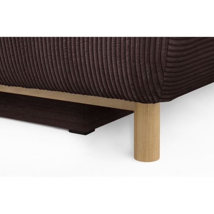 Sofá convertible de 3 plazas - MIKA - Pana marrón oscuro - Compartimento de almacenamiento - Ancho 192 x Alto 84 x Profundidad 93 cm