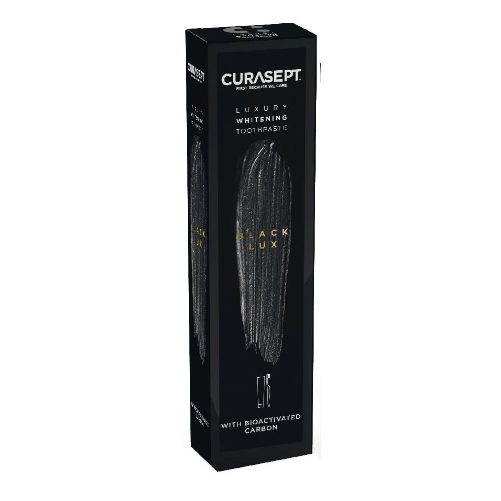 CURASEPT Curasept Black Luxury Whitening Dent.75 ml + μαύρη οδοντόβουρτσα