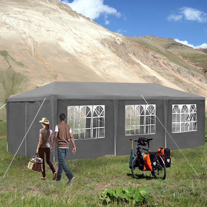 Cenador de jardín - XMTECH - 3x9m - Impermeable - Autoportante - Práctico