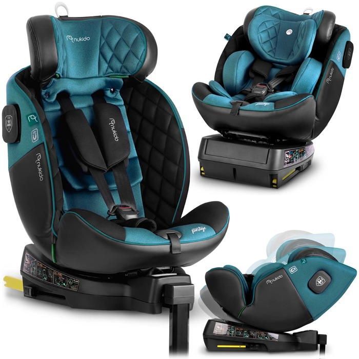 Rotating car seat - NUKIDO - 0-36 kg - Black/Blue - ISOFIX - 360° rotation - ECE R129 - i-Size - Side impact protection