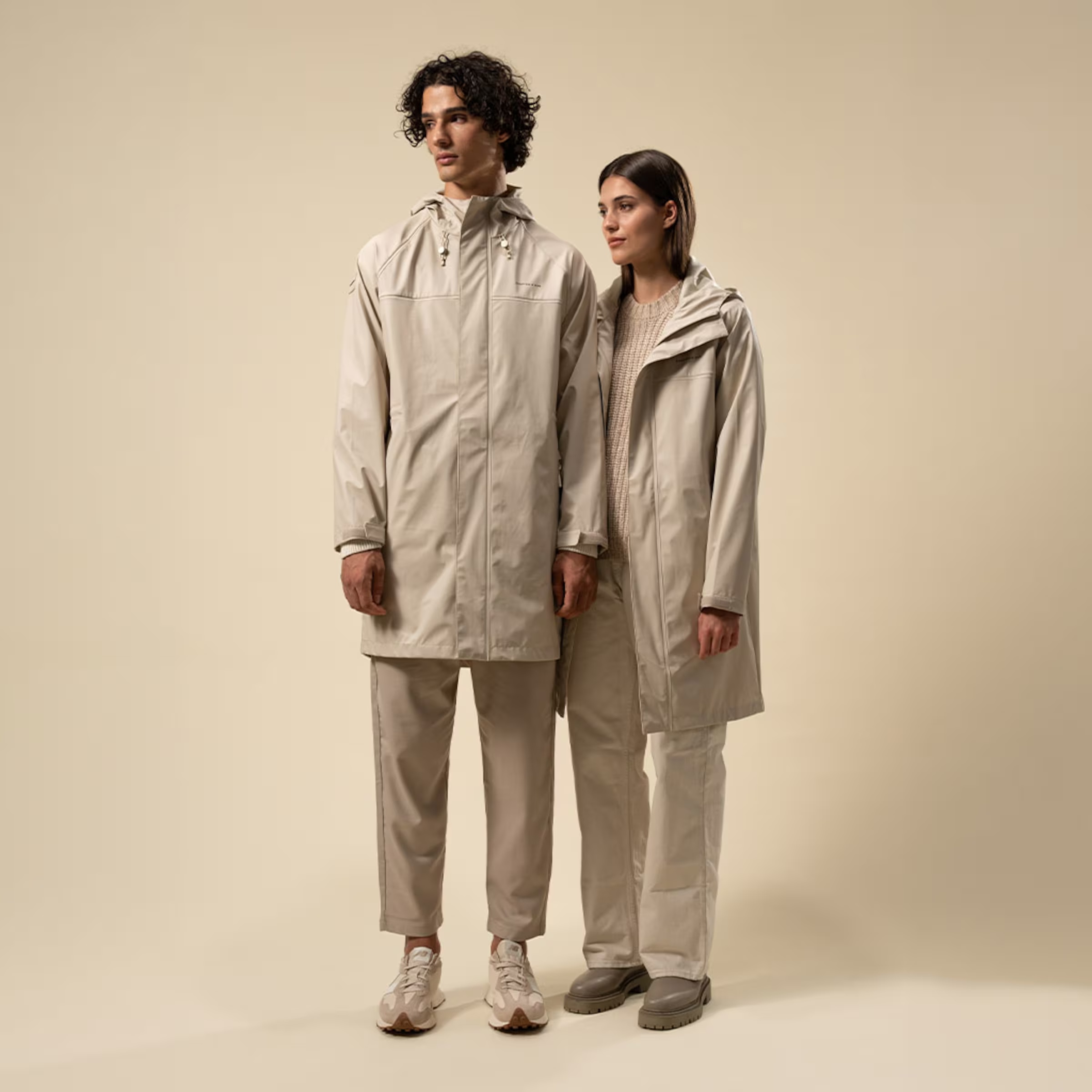 Veste imperméable longue en grès pour tous les jours