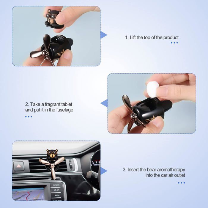 Clip para rejilla de ventilación del coche, ambientador de coche con forma de osito, difusor giratorio para rejilla de ventilación del coche