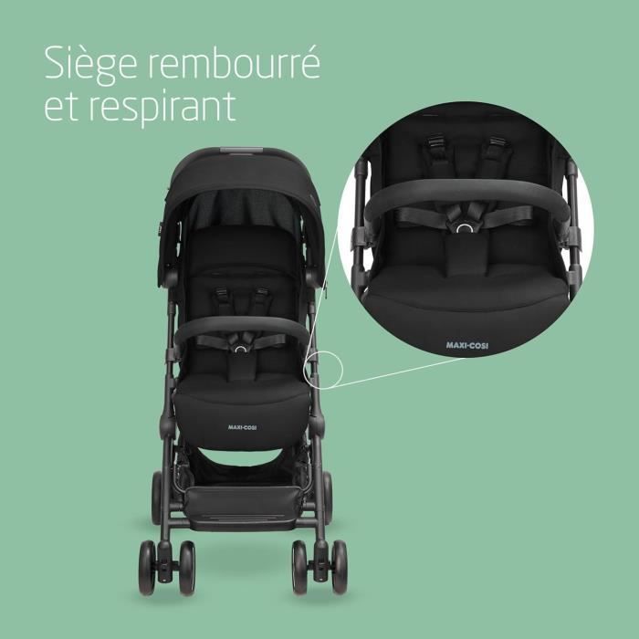 MAXI-COSI Lara 2 Ultra Compact -rattaat, 0–4 vuotta, 0–22 kg, automaattisesti taittuva, 3 kallistusasentoa, Essential Black