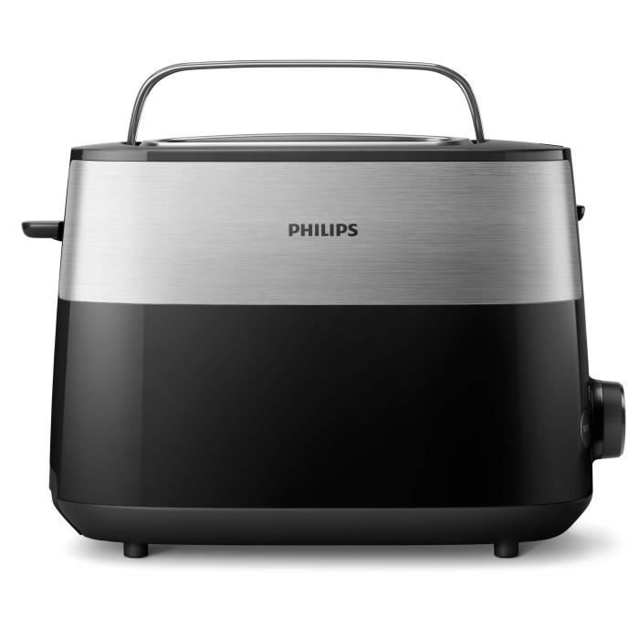Philips Daily Collection broodrooster, 2 toastgleuven, broodbakje, metaal, zwart (HD2516/90)