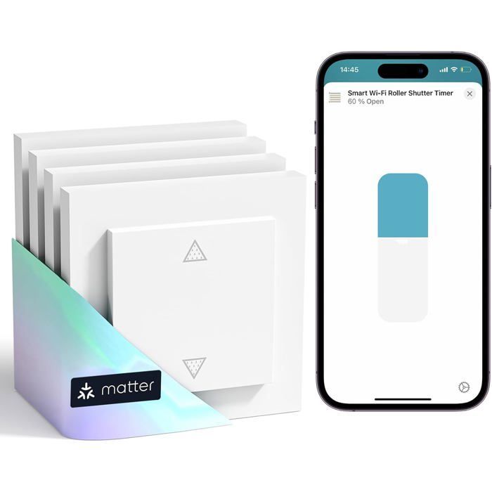 Interruptor para persiana enrollable con conexión WiFi - Compatible con asistentes de voz y de texto | Control remoto por voz | REQUIERE CABLE NEUTRO