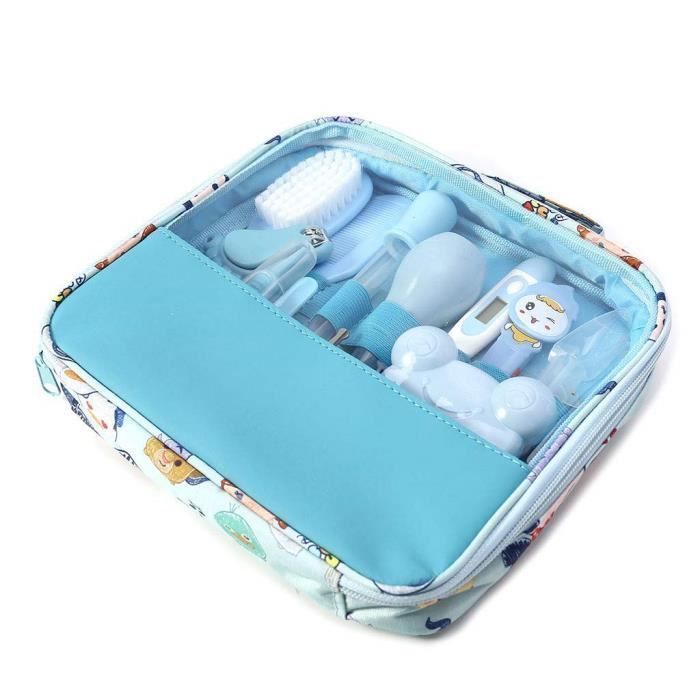13-delige set voor pasgeboren baby's en kinderen: nagelknipper, haarverzorgingsthermometer, verzorgingsborstel (blauw)