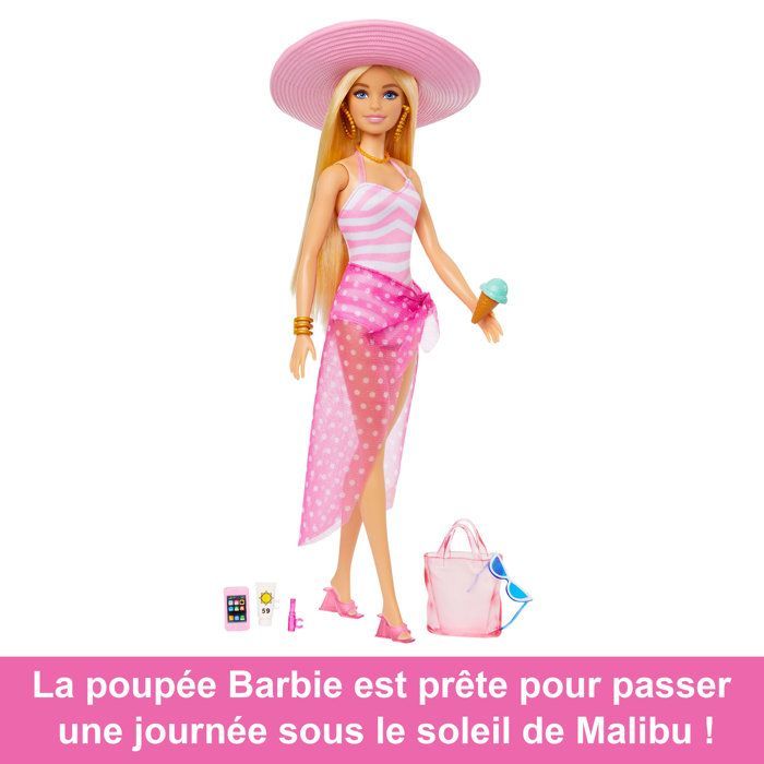 Barbie® - Barbie® Praia - Boneca Loira de Maiô e Acessórios HPL73