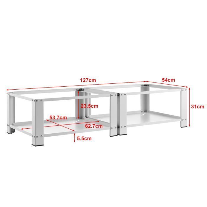Double socle Cremlingen avec étagère pour lave-linges séche-linges 127 x 54 x 31 cm [en.casa]