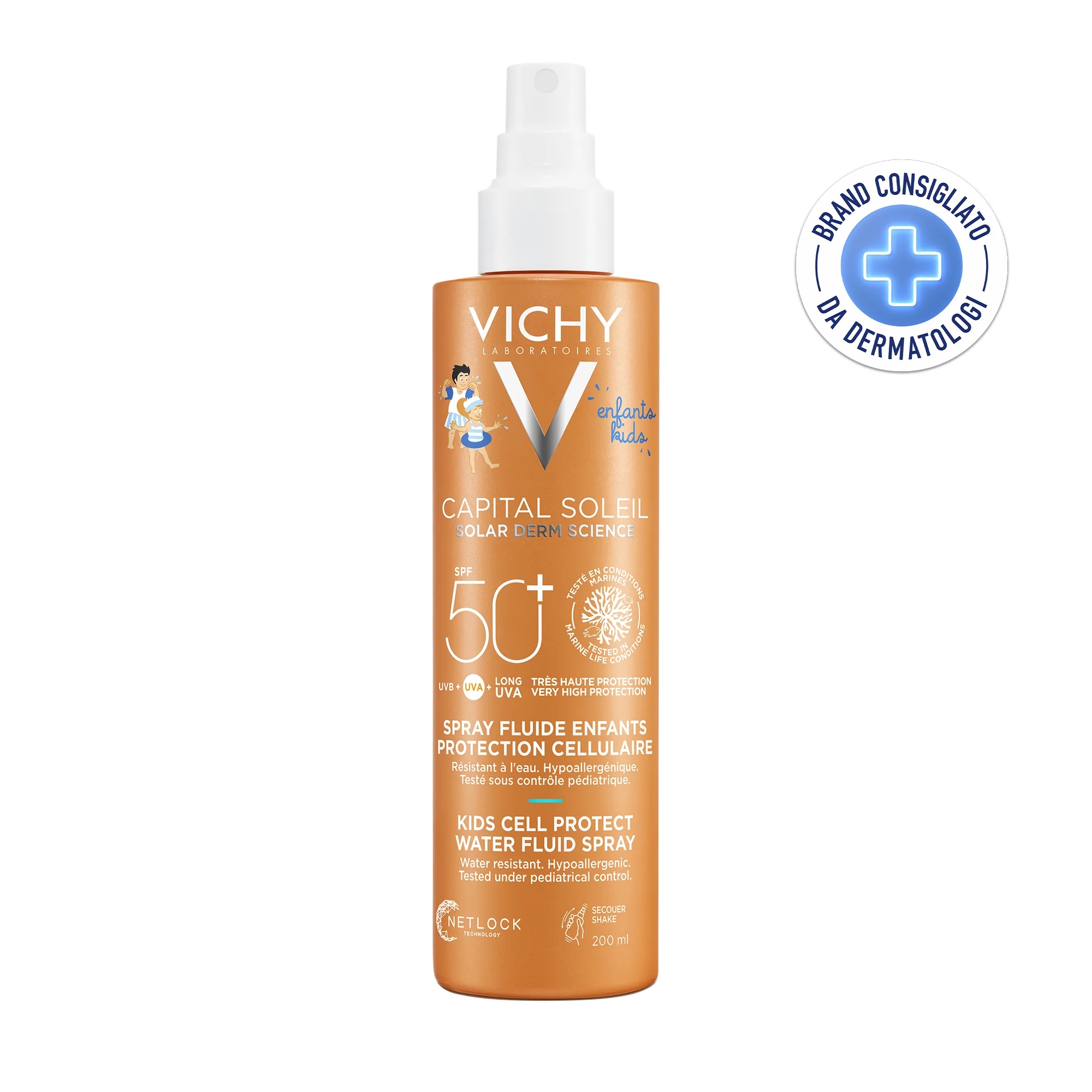 VICHY Capital Soleil Spray Kid Protector solar resistente al agua 50+ para niños 200 ml