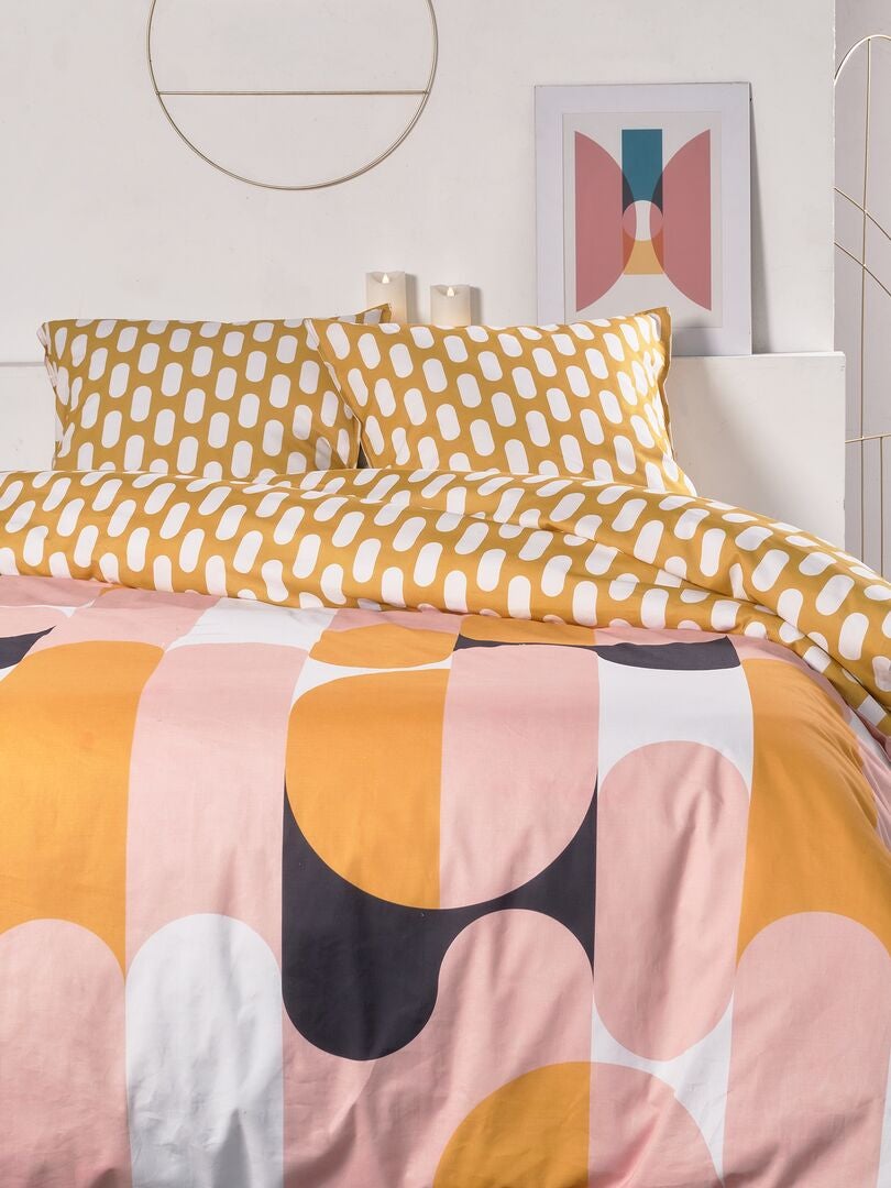 Conjunto de cama estampado - casal - AMARELO