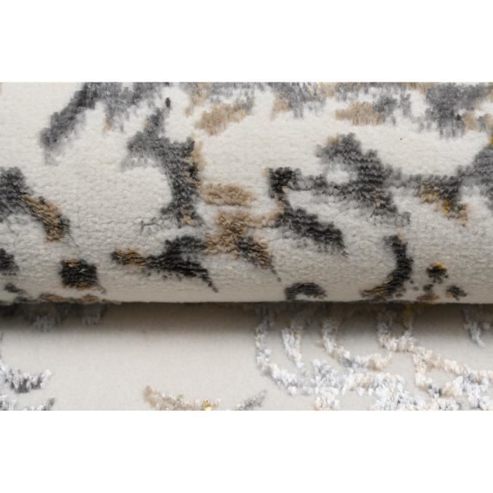 TAPISO Living Room/Bedroom Rug GOLDEN Cream Grey Beige Ornamental Polypropylene Indoor 140x200 cm