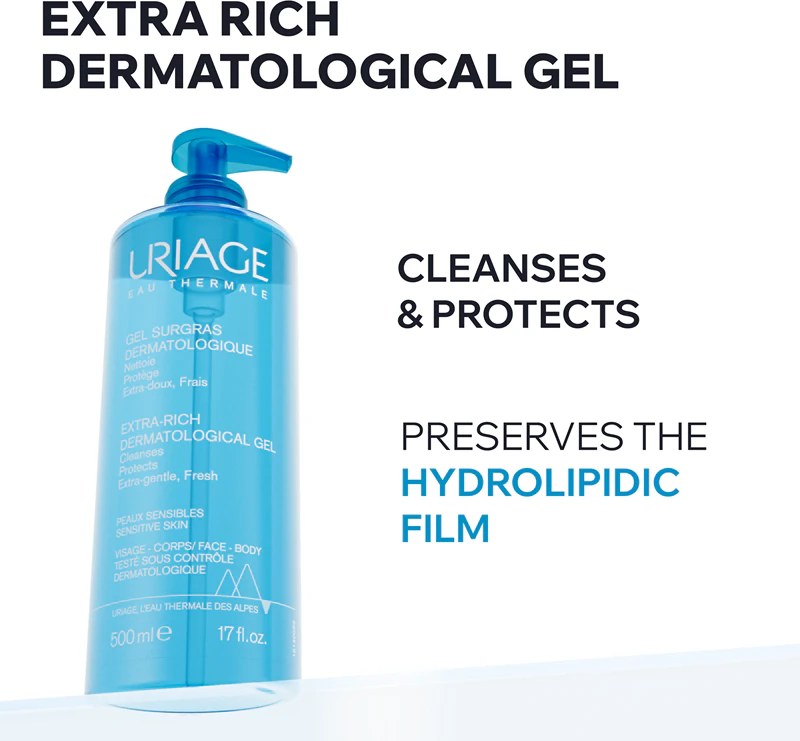 Uriage Hygiène Extra-Reichhaltiges dermatologisches Gel Reinigungsgel für Gesicht und Körper