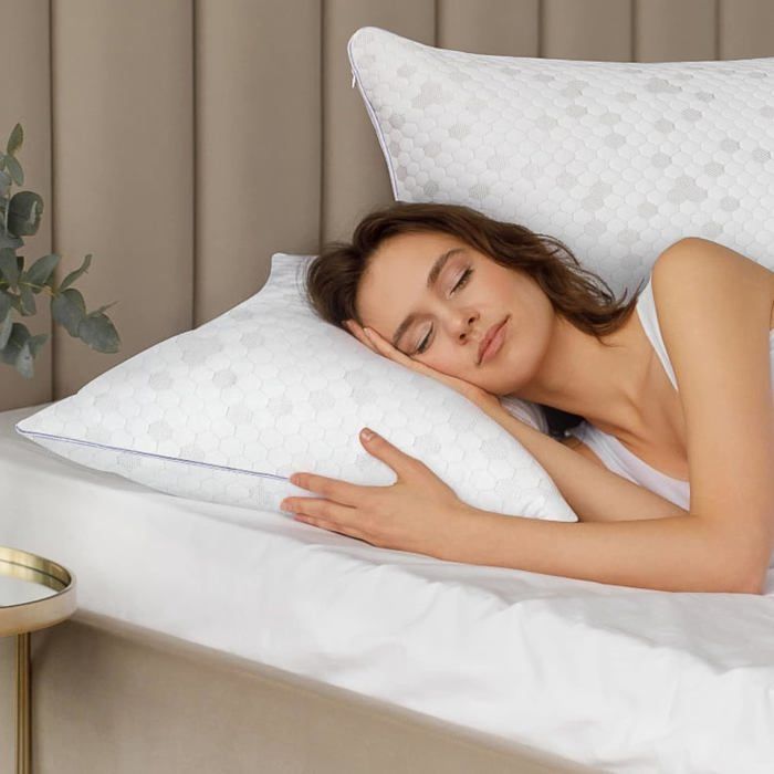 Almohada de espuma viscoelástica de 50x70 cm, juego de 2 almohadas cervicales ergonómicas de espuma viscoelástica para el dolor de cuello.