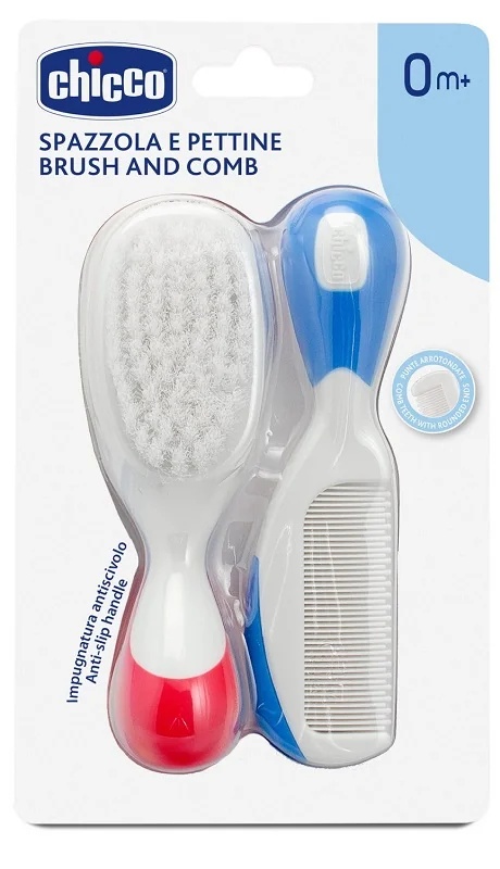 Escova e pente de nylon Chicco para pele sensível de recém-nascidos