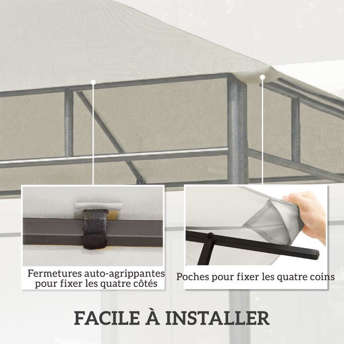 Telo di ricambio per gazebo - Outsunny - protezione solare - resistente ai raggi UV - poliestere ad alta densità - 3x3 m - grigio