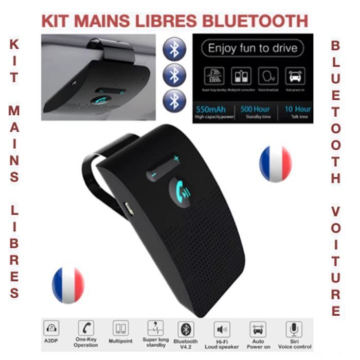Kit manos libres Bluetooth - Universal - Multipunto - 10 horas de autonomía - Negro