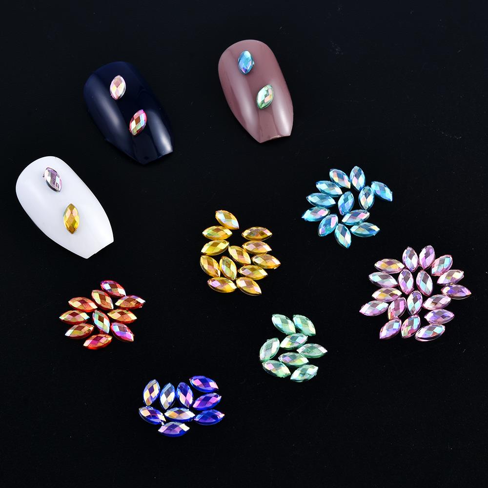 Décorations pour ongles 3D de qualité supérieure : cristaux colorés, motif œil de cheval, paillettes acryliques, strass, capsules pour manucure.