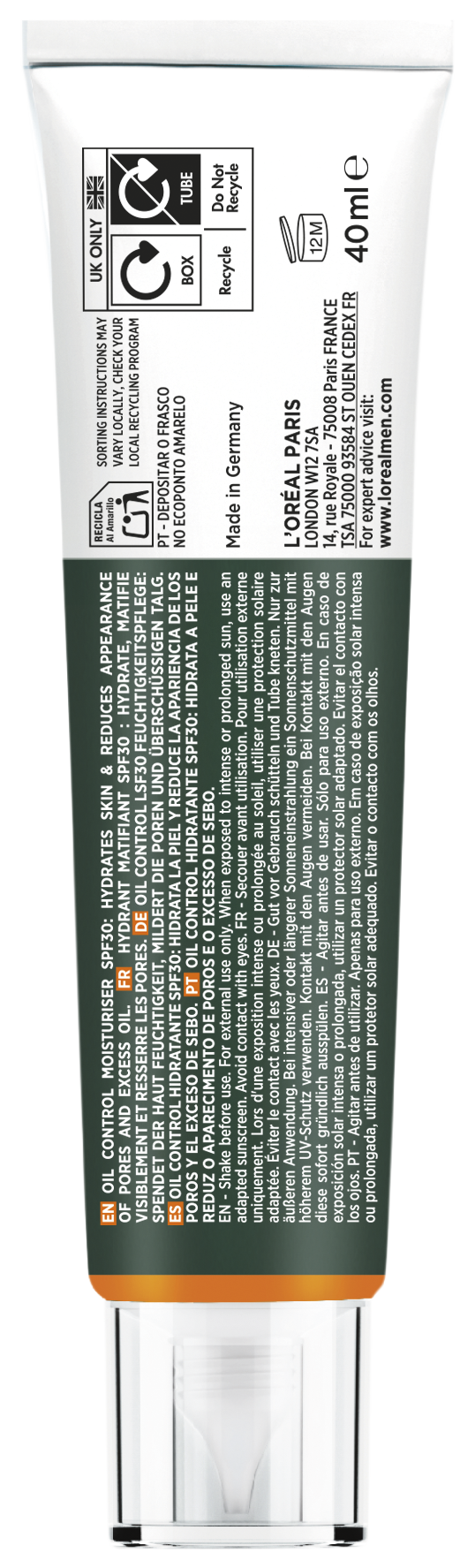 Men Expert Derma Control hidratantna krema za kontrolu masnoće SPF30 Hidratantne kreme za muškarce