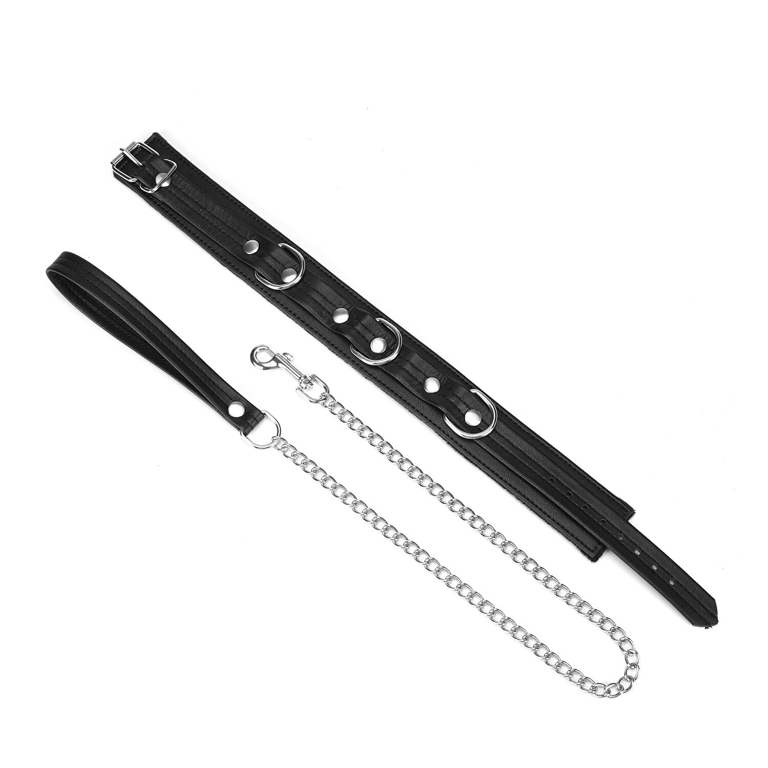 Liebe Seele Schwarzes Bond-Lederhalsband mit Leine