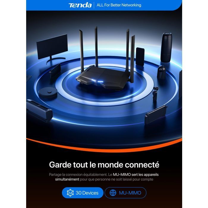 Router WiFi Dual Band AC1200 - Tenda AC10 - Porte Gigabit - Tecnologia Beamforming