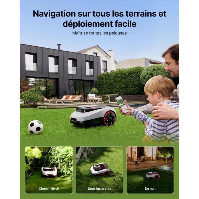 Segway Navimow i208 Robot tagliaerba LiDAR per superfici fino a 800 m² e garage, LiDAR+Vision, mappatura automatica, wireless, senza antenna