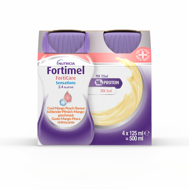 Fortimel Forticare Sensations Cool Mango Peach Nutritional Food Breskev in mango 4 x 125 ml 4 x 125 ml
