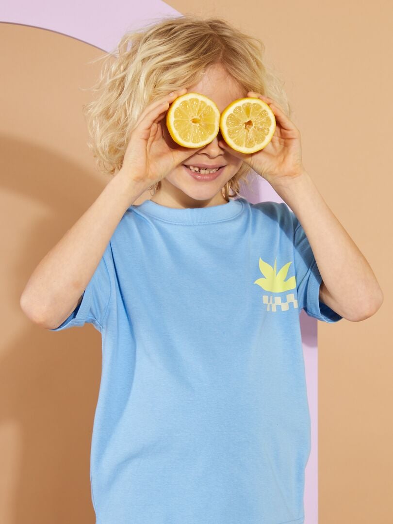 Camiseta folgada com estampa - Edição Grafik - AZUL