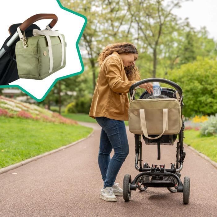 Bolsa cambiador Badabulle Bowling - Gran capacidad de 20 litros - Incluye cambiador y adaptadores para cochecito, color oliva