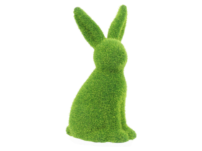 Figurka ceramiczna Zając flokowana 18,5 cm zielona