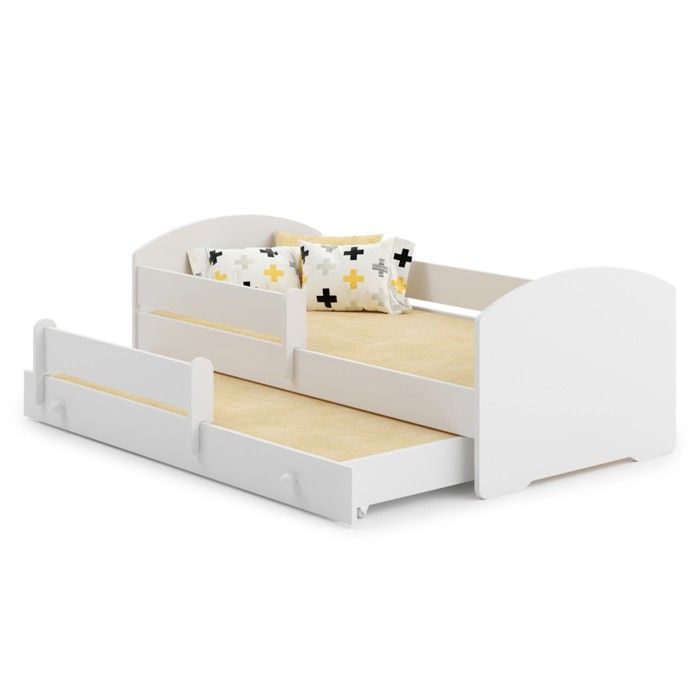 Cama nido doble LUK II de 160 x 80 cm para niños, con 2 colchones y 2 bases, color blanco.