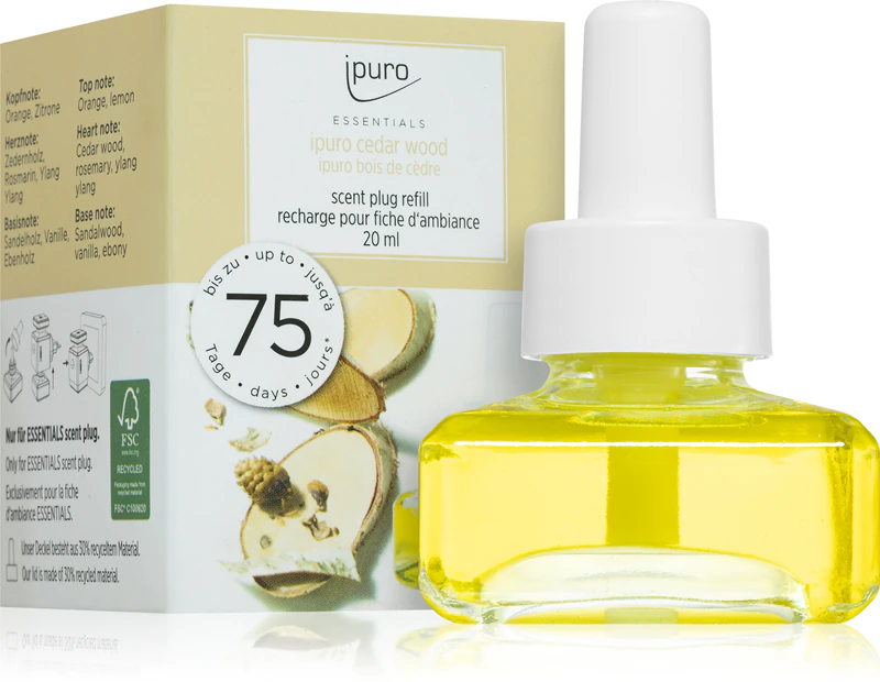Refil para difusor elétrico ipuro Essentials com aroma de cedro