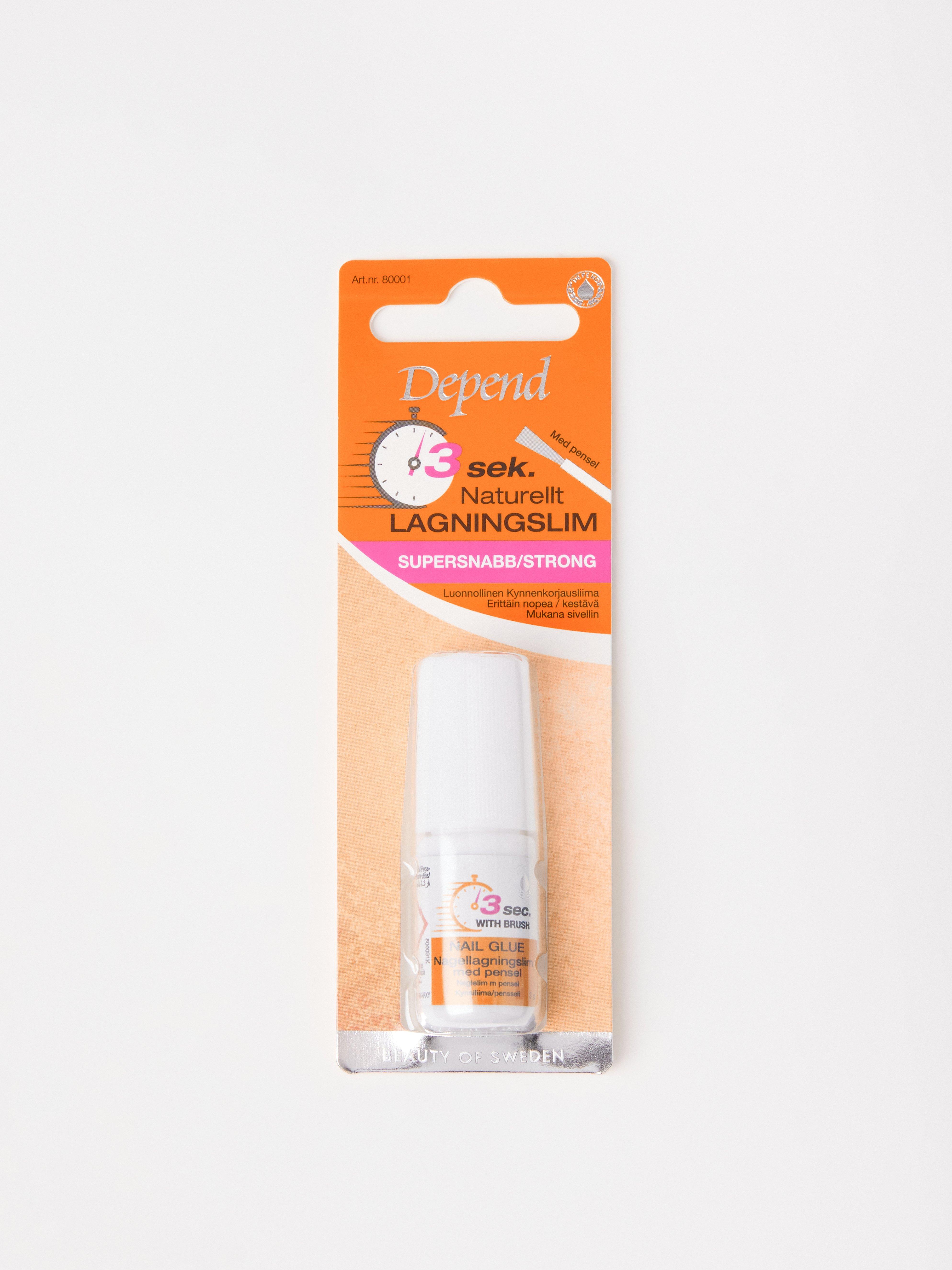 Colle à ongles naturelle Depend 3 Sec. avec pinceau. Sans couleur.