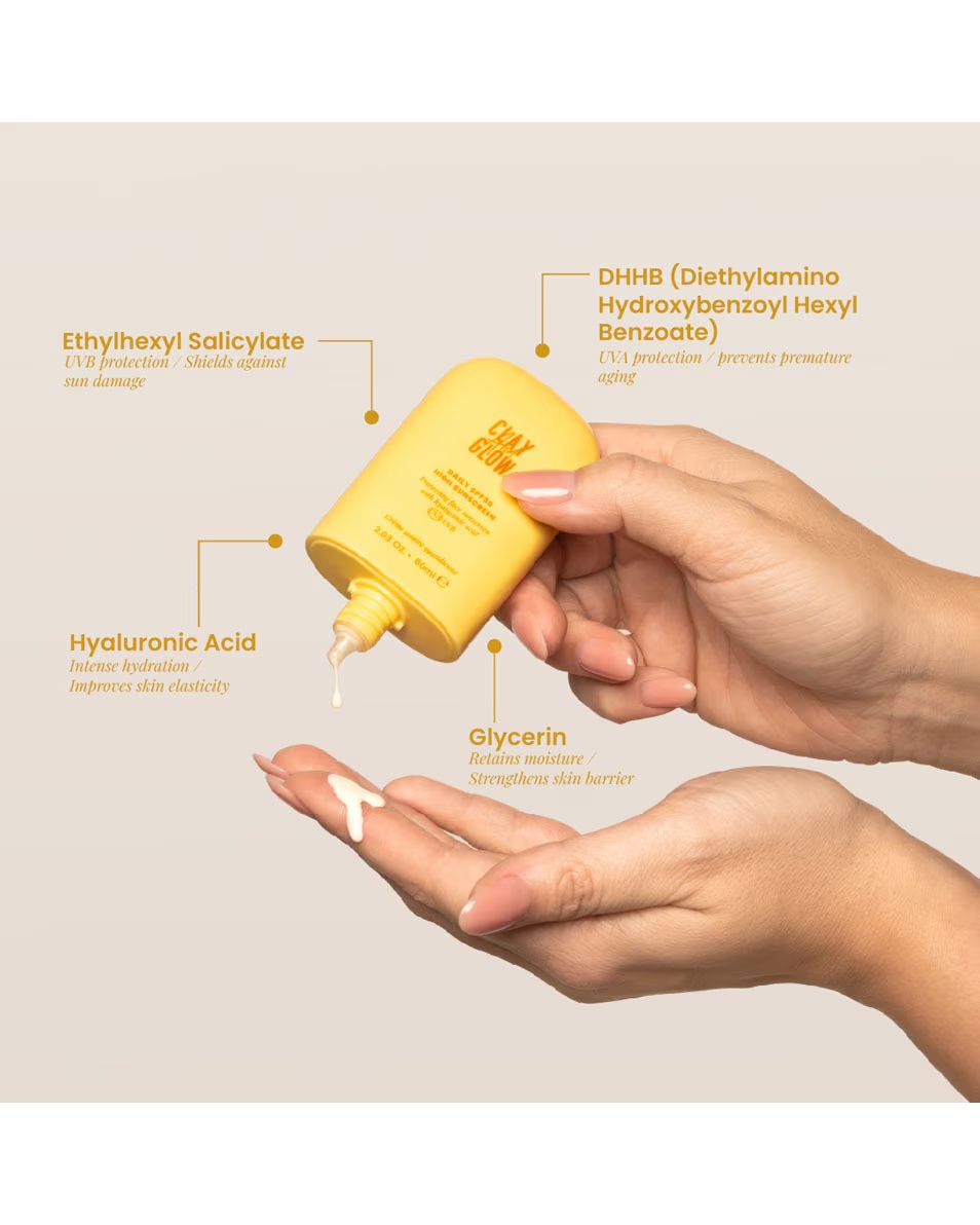 CLAY AND GLOW Καθημερινό αντηλιακό υψηλής προστασίας SPF30 Υψηλή προστασία από τον ήλιο