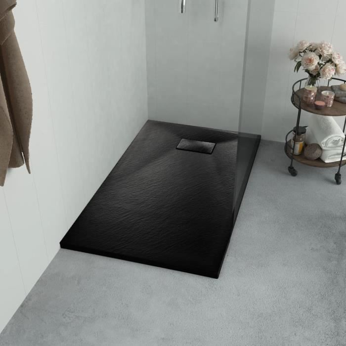 Shower tray - OVONNI - Black - 100 x 80 cm - Wear-resistant - Non-slip