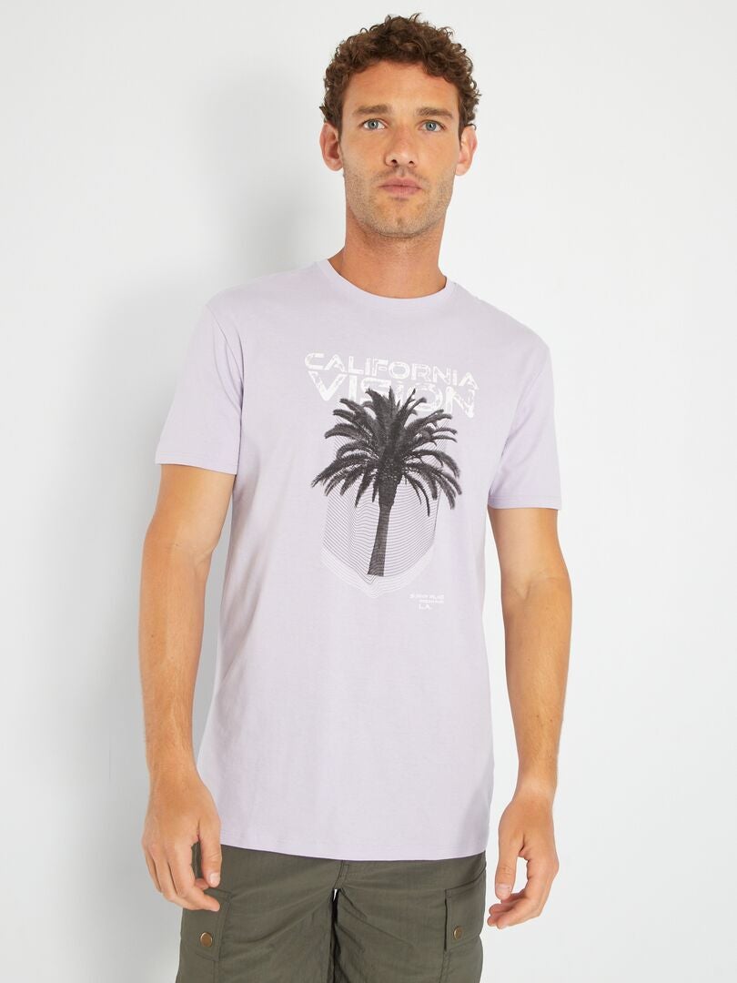 Bedrukt jersey T-shirt - PAARS