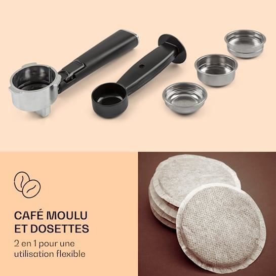 Machine expresso - Klarstein - 1350W - Cafetière - 20 Bar - 1,8L - Panneau de contrôle tactile - Gris
