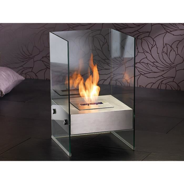 Chimenea decorativa - CARLO MILANO - Bioetanol - Cubo de vidrio