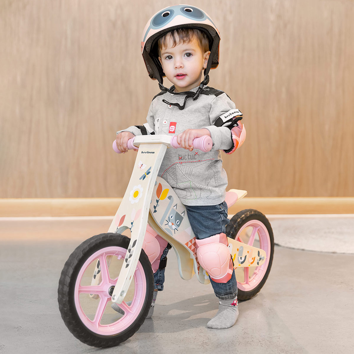  Bicicleta de equilíbrio de madeira Beelom com selim ajustável