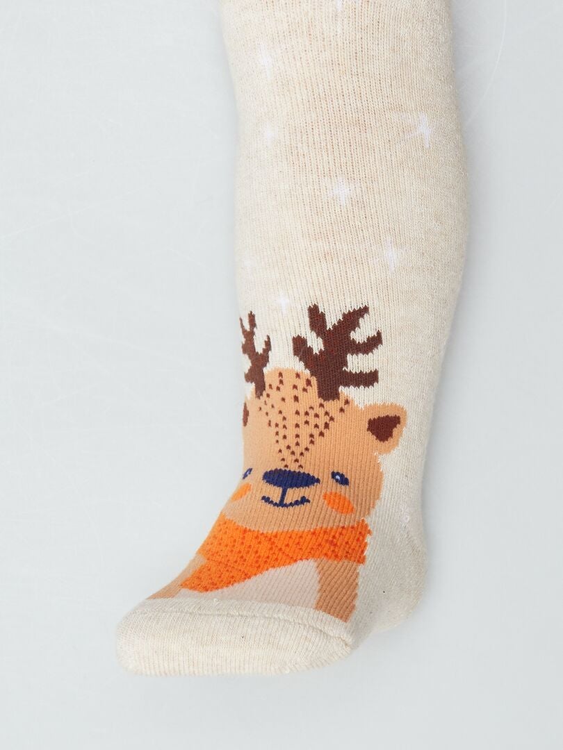 Conjunto de 2 pares de meias-calças quentes - MARROM