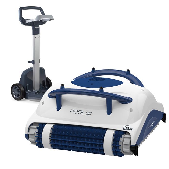 Robot eléctrico para piscinas Dolphin para la limpieza de suelos y paredes con carrito - Pool Up + Caddy