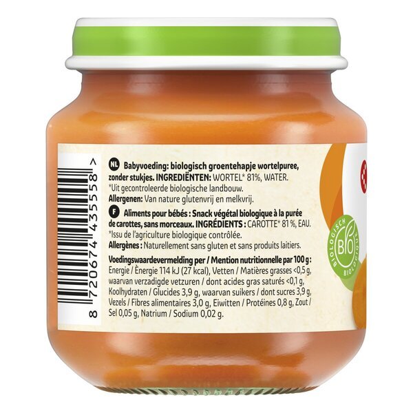 Kruidvat 4+M Organska grickalica od mrkve i povrća<br>125g